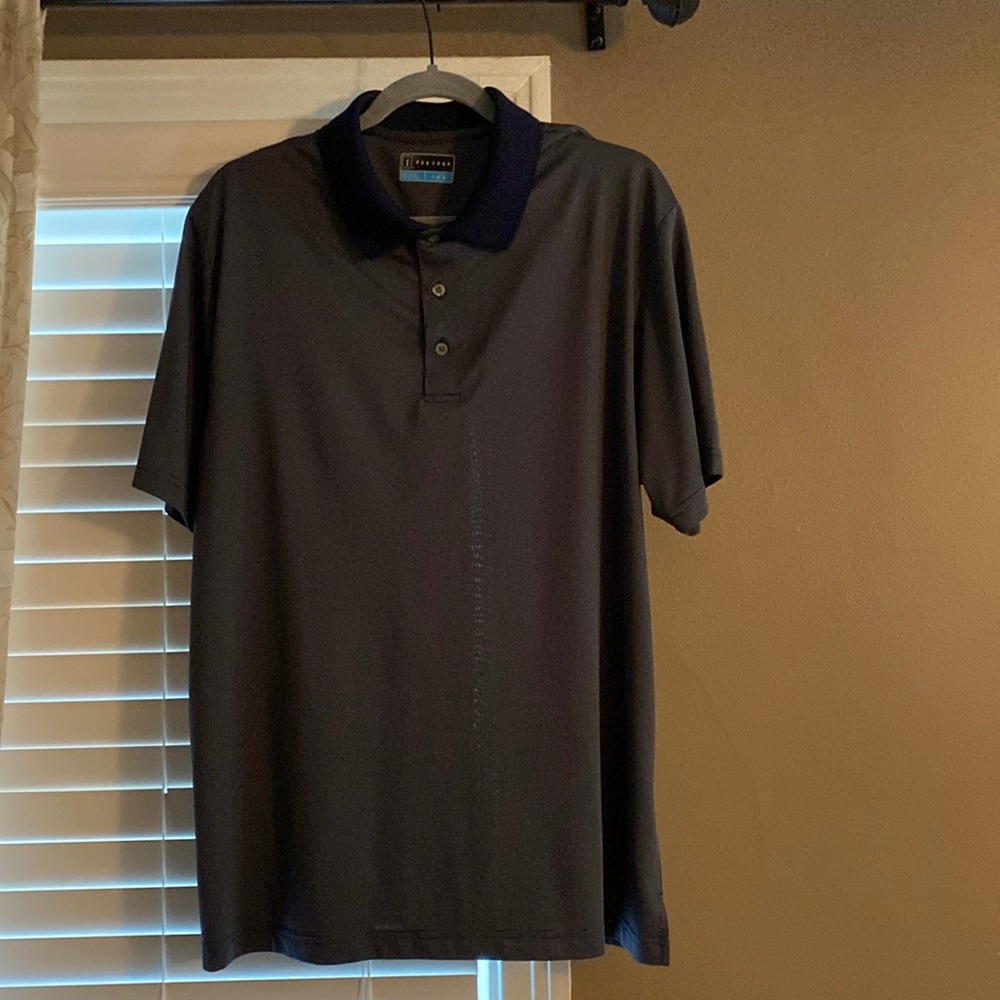 Mens PGA Tour Polo - Blue/White Dot - L